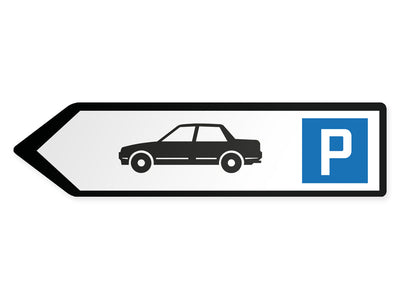 wegweiser-links-klein-auto-parkplatz