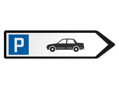 wegweiser-rechts-gross-auto-parkplatz